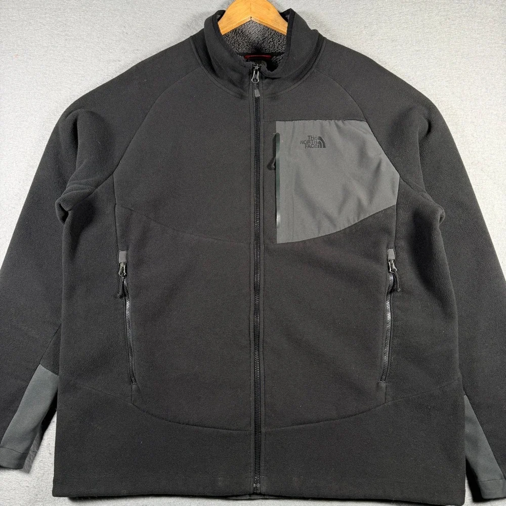 The North‎ Face Mens Fleece Jacket Full Zip Black XL Pockets Outdoor